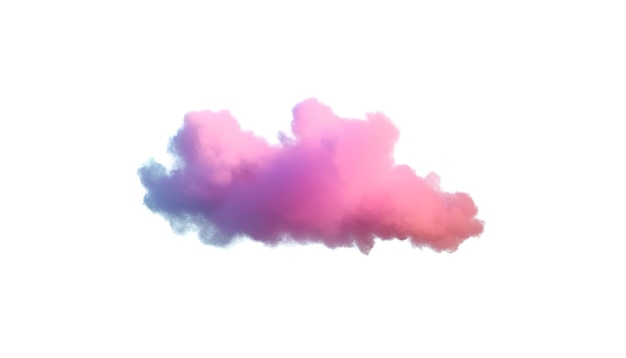 Foto 3d renderização nuvem macia colorida brilhante isolada no fundo branco fenômeno de atmosfera de cumulus fofo elemento de clip art do céu realista gerar ai