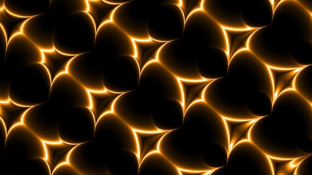 3d Renderização Ouro abstrato e padrão de luz negra com o gradiente Fundo preto escuro moderno