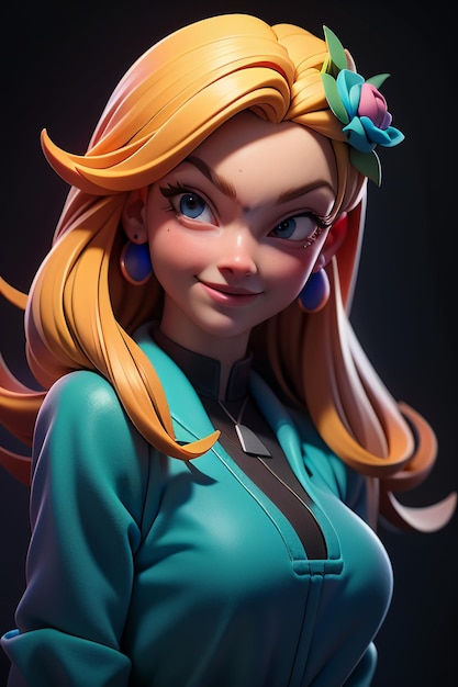 3D renderização personagem de desenho animado garota bonita modelo de personagem de jogo papel de parede ilustração de fundo