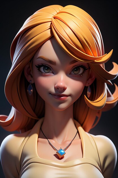 3D renderização personagem de desenho animado garota bonita modelo de personagem de jogo papel de parede ilustração de fundo