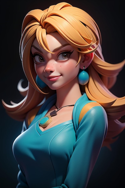 3D renderização personagem de desenho animado garota bonita modelo de personagem de jogo papel de parede ilustração de fundo