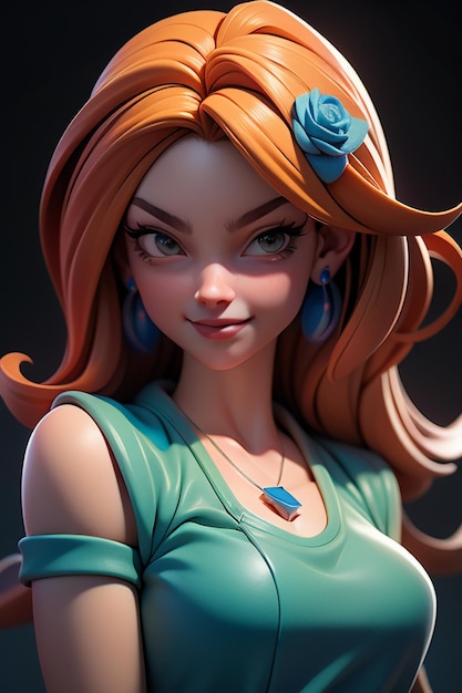 3D renderização personagem de desenho animado garota bonita modelo de personagem de jogo papel de parede ilustração de fundo