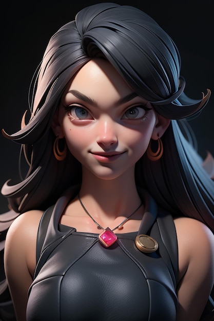 3D renderização personagem de desenho animado garota bonita modelo de personagem de jogo papel de parede ilustração de fundo