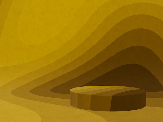 3d renderizado abstrato amarelo gráfico contorno pódio