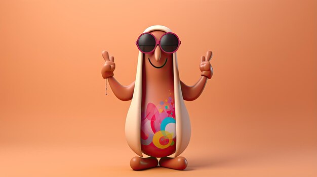 3D renderizado bonito groovy personagem isolado