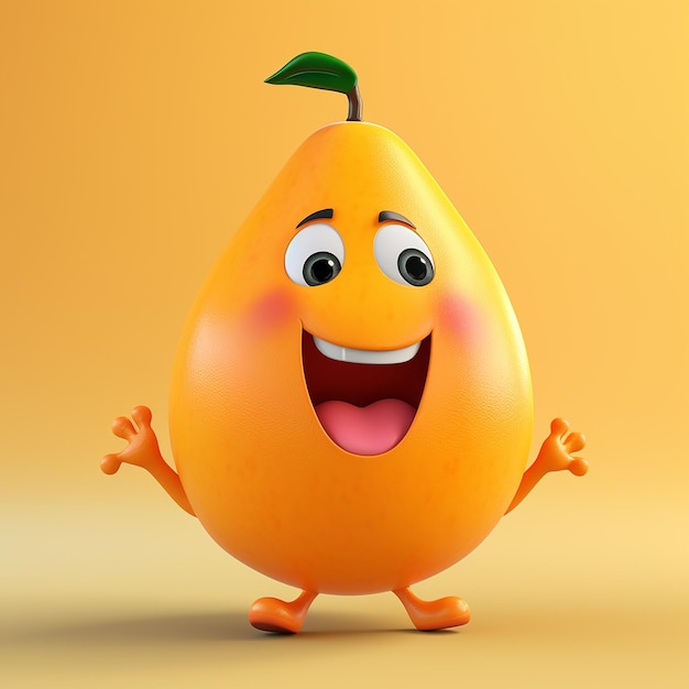 3d renderizado cartunista mango feliz