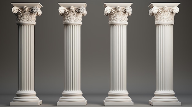 3d Renderizado de columnas dóricas jónicas y corintias aisladas Fondo oscuro