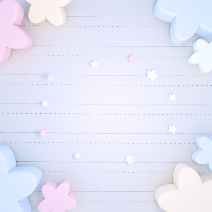 Foto 3d renderizado com flores coloridas em tons pastel em um caderno
