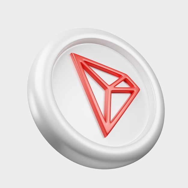 3d renderizado criptomoneda TRX o moneda de plata tron con estilo de dibujos animados