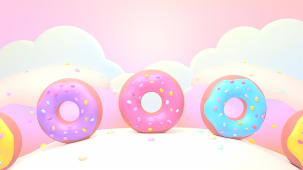 3d renderizado desenho animado colorido donut terra