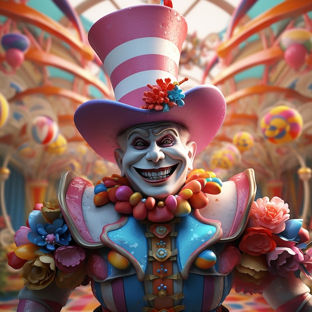 3d renderizado divertido personaje de carnaval