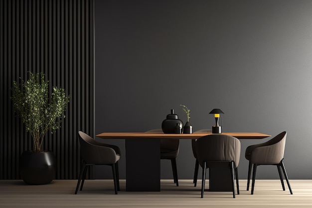 3d renderizado estilo minimalista sala de jantar moderna com e design de interiores com cadeira e mesa de jantar