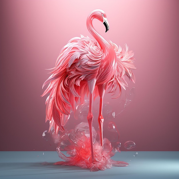 Foto 3d renderizado fabuloso flamingo transformado moda