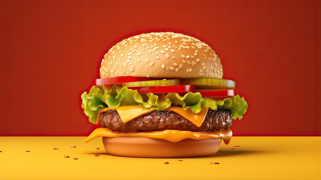 3D renderizado hambúrguer realista isolado