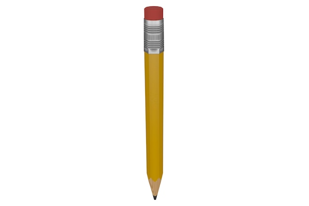 3d renderizado lápiz amarillo con goma de borrar