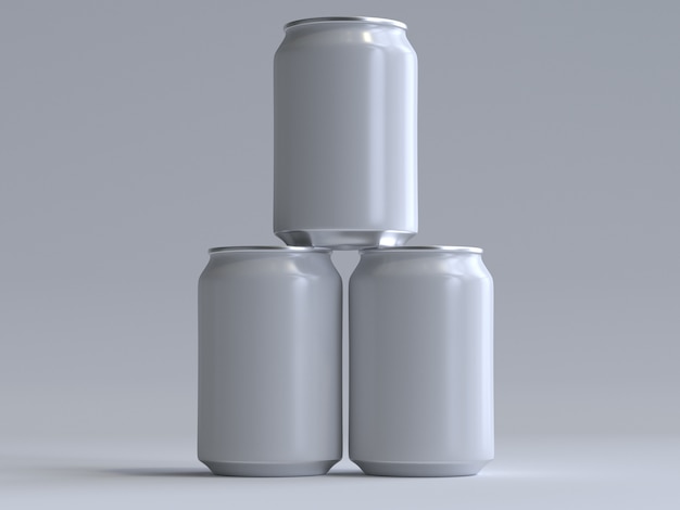3d renderizado lata de refrigerante sem um rótulo