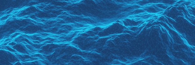 3D renderizado montanha topográfica de baixo polígono. Terreno azul.