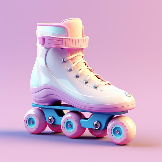 Foto 3d renderizado patinaje de ruedas lindo en fondo sólido