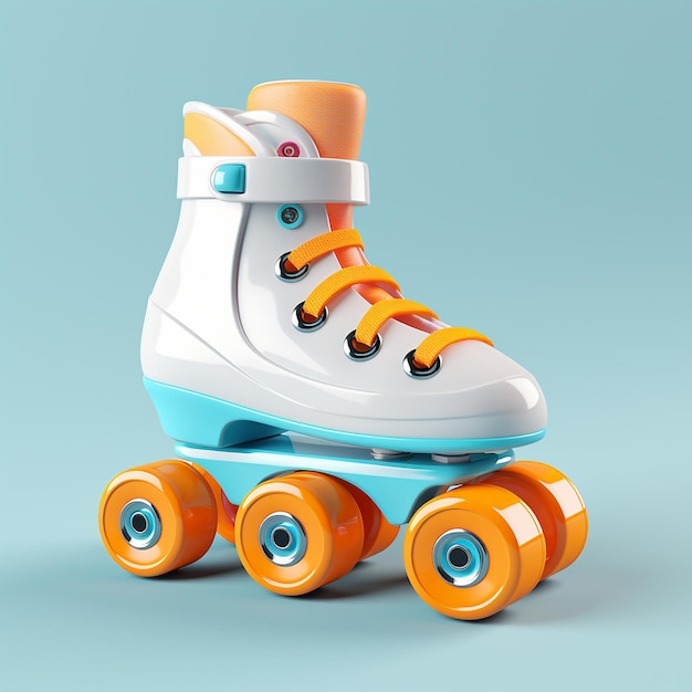 Foto 3d renderizado patinaje de ruedas lindo en fondo sólido