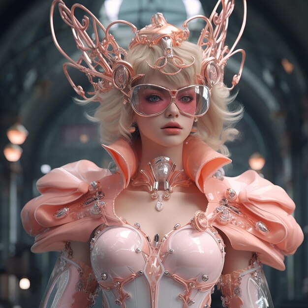 Foto 3d renderizado princesas peach estilo foto estilo cyberpunk