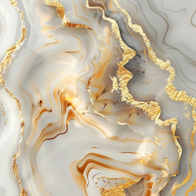 3d renderizado Realista fondo de mármol líquido con oro