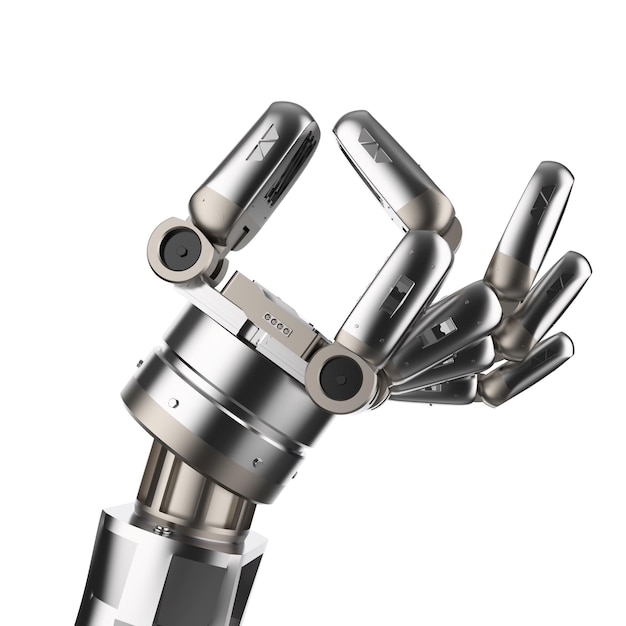 3d renderizado robótico o cyborg mano vacía aislado en blanco