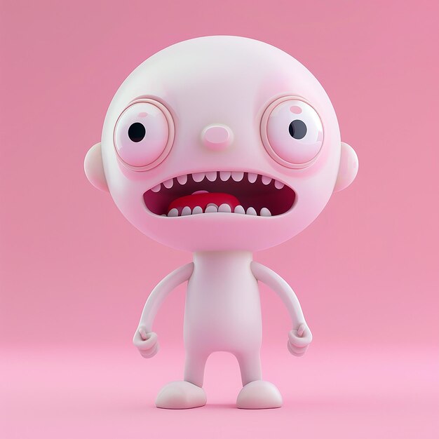 Foto 3d renderizado zombi espeluznante expresión adorable pequeño emoji colores pastel suaves