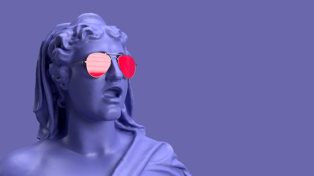 3d renderizar la cabeza violeta de color muy Peri con la boca abierta de sorpresa