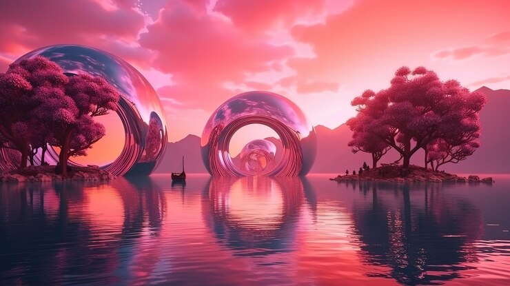 3d renderizar fantasía abstracta fondo panorámico Generativo Ai