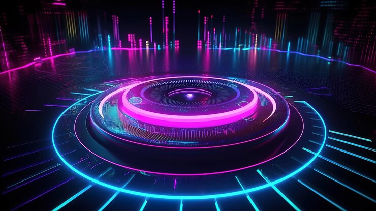 3d renderizar fondo abstracto pantalla redonda anillo puntos brillantes Ai generativo