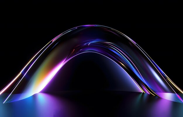 Foto 3d renderizar fondo colorido con ondas abstractas de luz en un fondo blanco negro