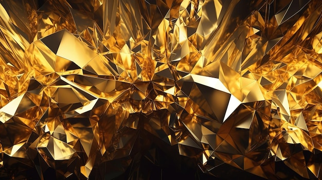 3d renderizar fondo de cristal de oro abstracto Generativo Ai