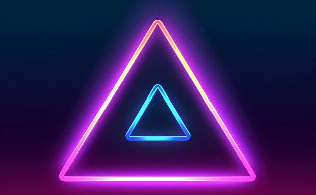 Foto 3d renderizar fondo de fantasía abstracto fondo de pantalla futurista único con una forma geométrica triangular que brilla con luz de neón roja rosa colorida generar ai