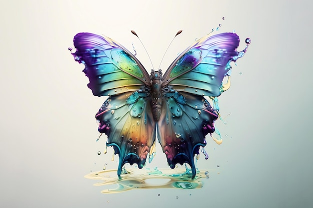 3D renderizar fundo branco de ilustração de borboleta
