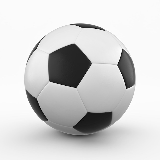 Foto 3d renderizar grupo de pelota de fútbol (aislado en blanco y camino de recorte)