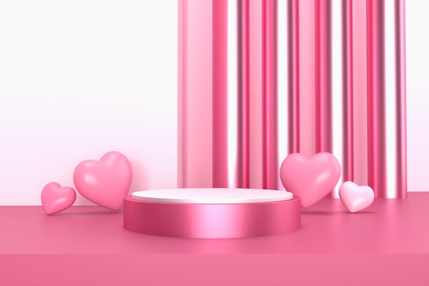 3D renderizar produto de venda de pódio cor rosa de luxo