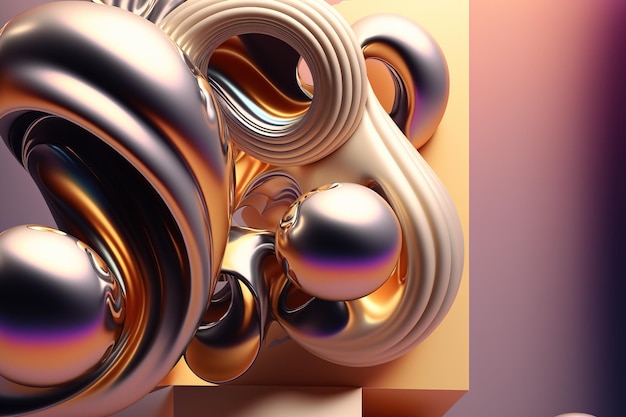 3D rendern abstrakten geometrischen Hintergrund Perle und Bronze kreative Formen