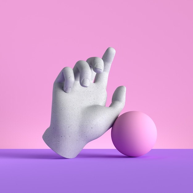 3d rendern von Mannequin Hand und Ball