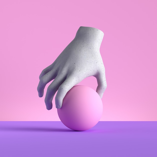 3d rendern von Mannequinhand, die einen Ball hält