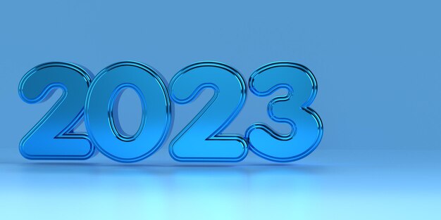 3D-Rendernummer 2023 Neujahrsfarbe blau