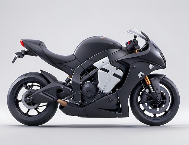 3D-renderte schwarze Super-Sport-Motorrad