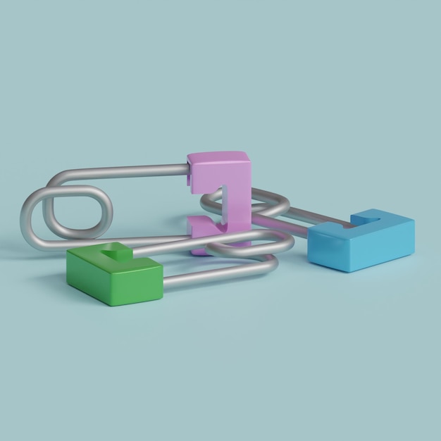 Foto 3d-renderte windelnpinnen perfekt für baby-produkt-design-projekte