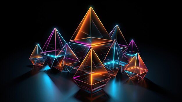 Foto 3d-renderter neon-abstrakter hintergrund