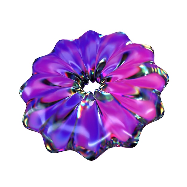 3D-Renderung von Isolierten Ikonen mit Blumen-Donuts