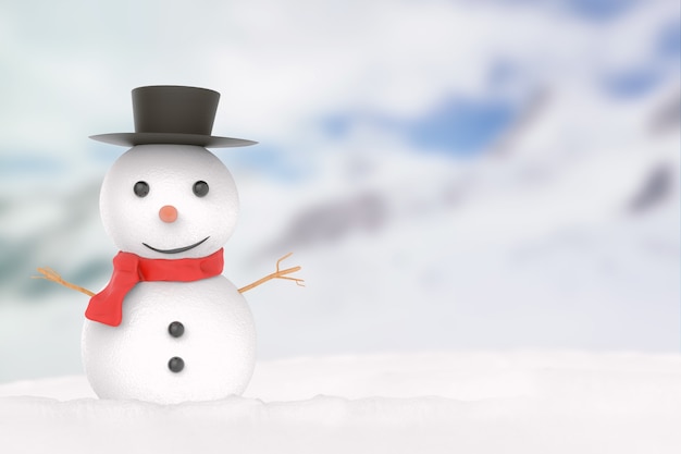 Foto 3d rendição sorridente boneco de neve