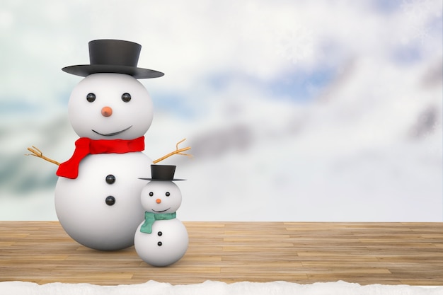 3d rendição sorridente boneco de neve