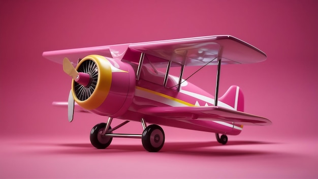 Foto 3d retro style pink airplane toy 3d illustration