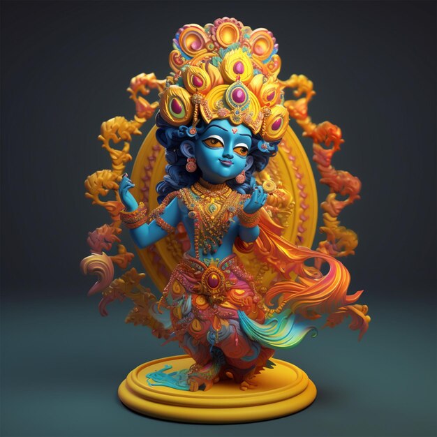 3D rindió la ilustración linda de la historieta de Krishna del bebé