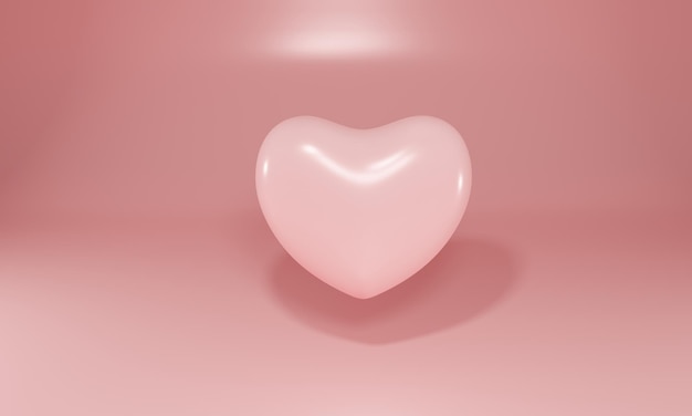 3D rosa Herz auf rosa Hintergrund Festliches Begrüßungskonzept Realistische 3D-Darstellung