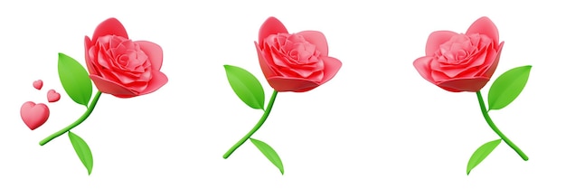 Foto 3d rosa vermelha flor de namorados 14 de fevereiro flor presente dia dos namorados design de tema de conceito